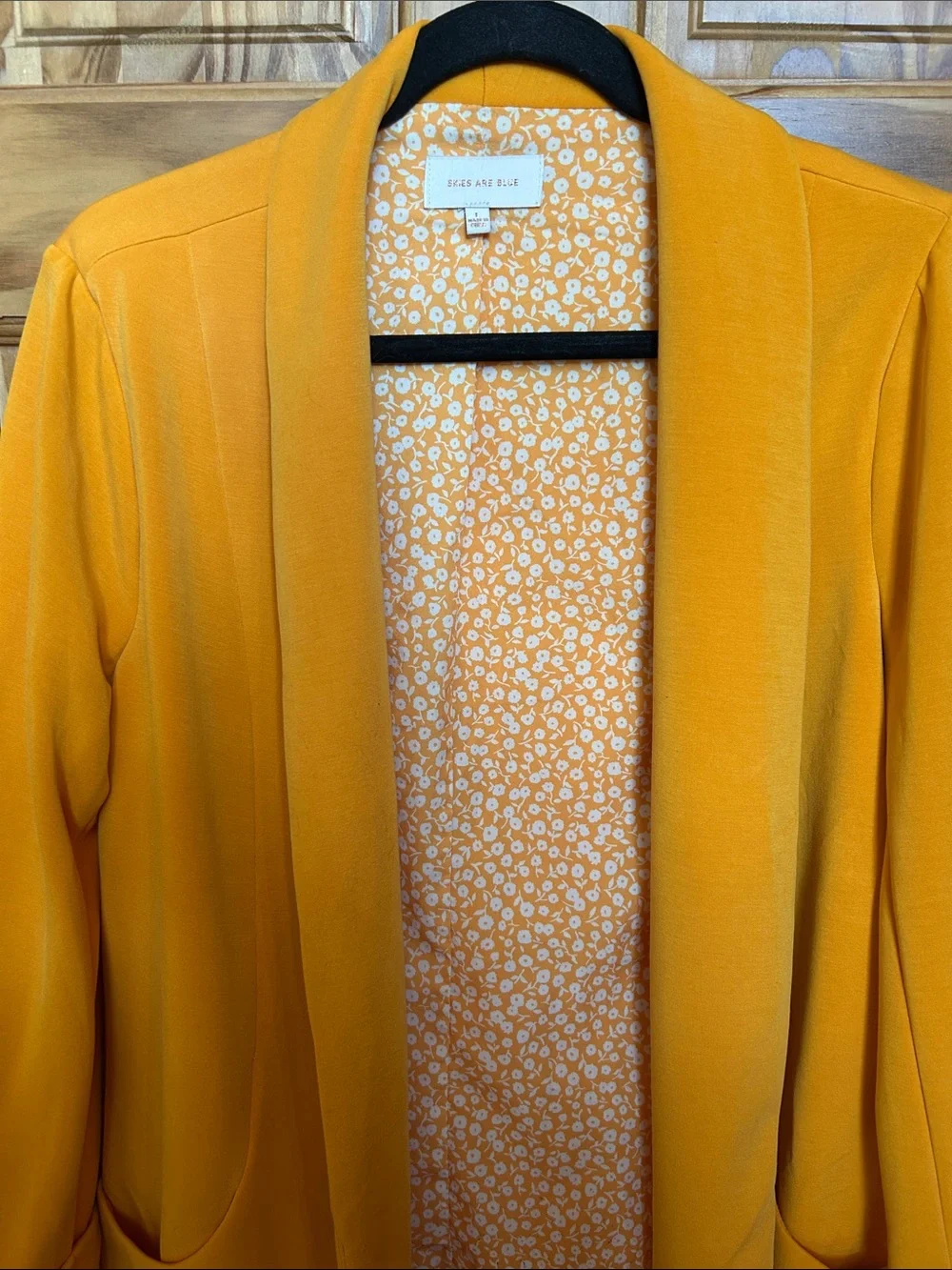 Skies Are Blue Mustard Yellow Open Front Blazer - Picture 3 of 7